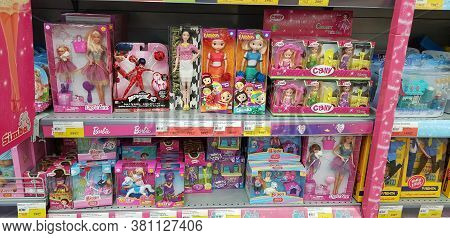 Russia, St. Petersburg, 10,11,2018 Barbie And Evi Dolls On Store Shelves