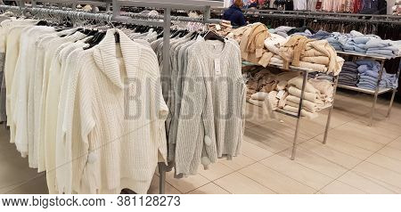Russia, St. Petersburg, 12,12,2018 Sale Of Women's Clothing In The Store Zolla