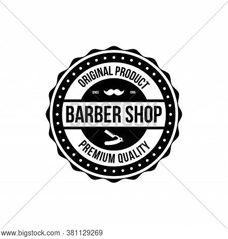 Trendy Barber Shop Logo, Label. Barber Shop Logo With Barber Razor. Vintage Poster. Retro Design. Ve
