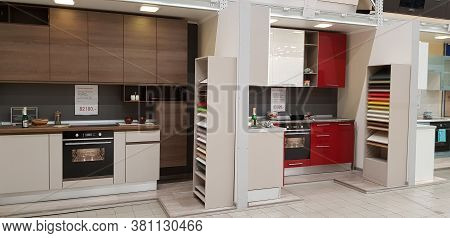 Russia, St. Petersburg 15,12,2018 Kitchen Furniture In The Store