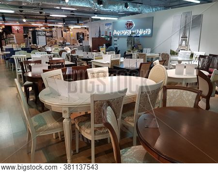 Finland, Imatra 09-02-2019 Dining Tables In A Furniture Store