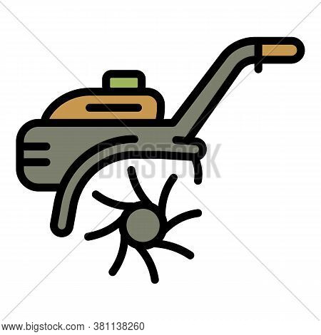 Walk-behind Tractor Icon. Outline Walk-behind Tractor Vector Icon For Web Design Isolated On White B