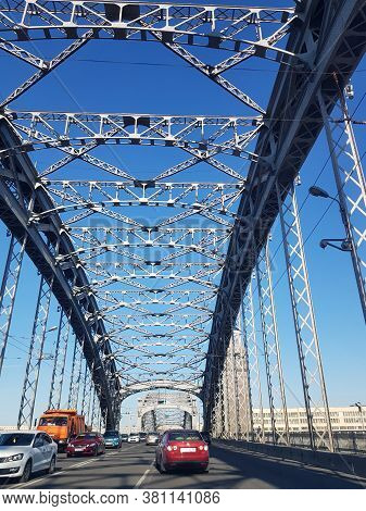 Bolsheokhtinsky Bridge Under A Blue Sky - Peter The Great Bridge