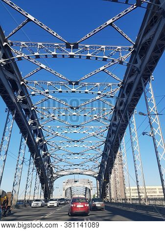 Bolsheokhtinsky Bridge Under A Blue Sky - Peter The Great Bridge