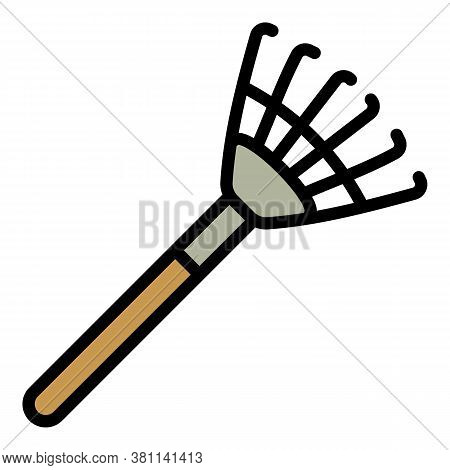 Leaf Rake Icon. Outline Leaf Rake Vector Icon For Web Design Isolated On White Background