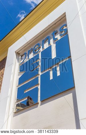 Assen, Netherlands - May 30, 2020: Name Of The Drents Museum In Reflecting Letters In Assen, Netherl