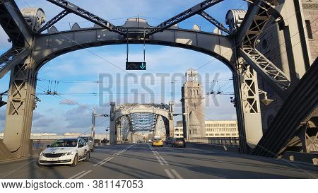 The Bolsheokhtinsky Bridge Is A Drawbridge Across The Neva River In St. Petersburg.