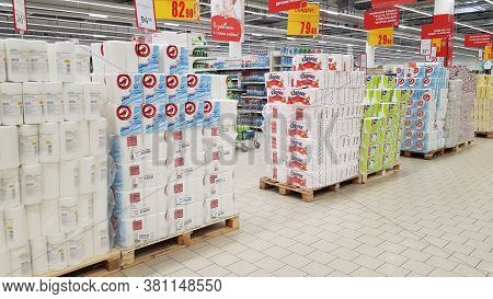 Russia, St. Petersburg 19.03.2020 Toilet Paper During The Epidemic Of A Coronavirus Supermarket