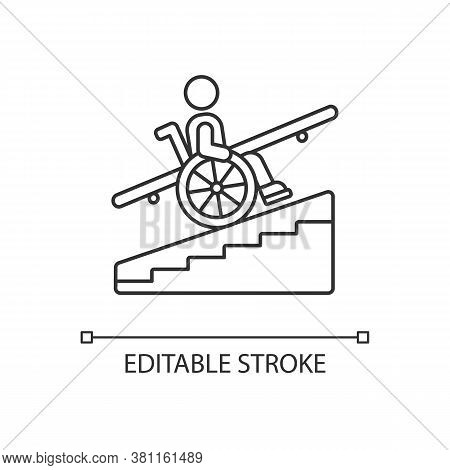 Step Free Access Linear Icon. Wheelchairs And Strollers Access. Accessible Transportation. Thin Line