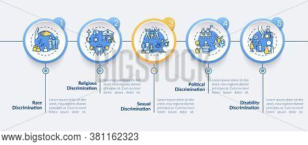 Discrimination Types Vector Infographic Template. Religious Prejudice. Presentation Design Elements.