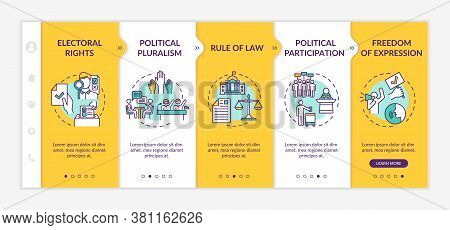 Political Rights Onboarding Vector Template. Political Pluralism. Rule Of Law. Freedom Of Expression