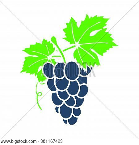 Grape Icon. Flat Color Design. Vector Illustration.