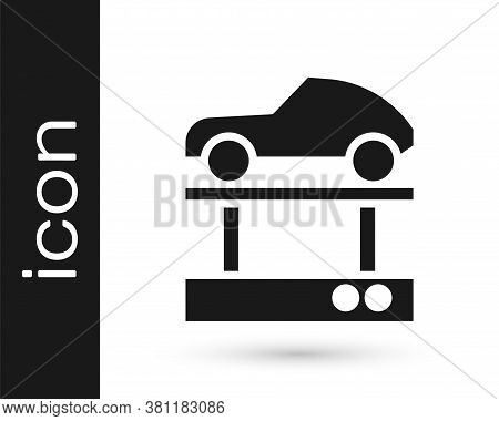Grey Repair Car On A Lift Icon Isolated On White Background. Repair Of The Underbody, Suspension, Wh
