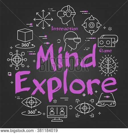 Vector Virtual Reality Black Concept With Mind Explore Text