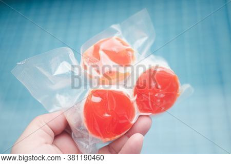 Salty Duck Egg Yolk Thai Called Kai Krob In In Vacuum Pouch Packaging It Is A Traditional Thai Cuisi