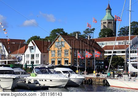Stavanger, Norway - July 20, 2020: People Visit Borough Of Storhaug In Stavanger, Norway. Stavanger 
