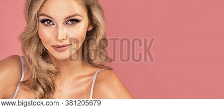 Blond Girl With Glamour Makeup.