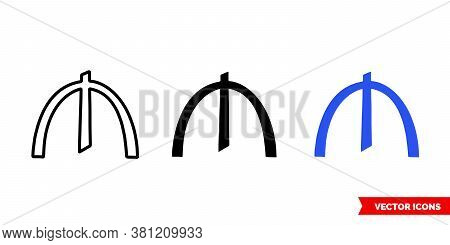 Azerbaijan Manat Icon Of 3 Types Color, Black And White, Outline. Isolated Vector Sign Symbol.