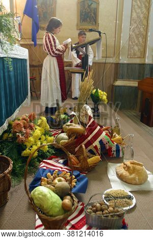 SOPJE, CROATIA - NOVEMBER 24, 2014: Mass on Thanksgiving day in Sopje, Croatia