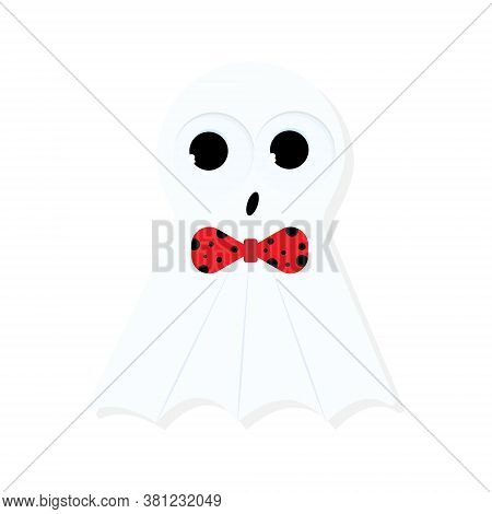 Ghost Or Specter With Red Bow-tie. Vector