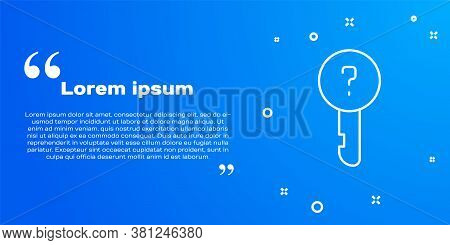White Line Undefined Key Icon Isolated On Blue Background. Vector Illustration