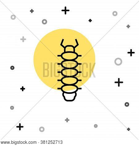Black Line Centipede Insect Icon Isolated On White Background. Random Dynamic Shapes. Vector