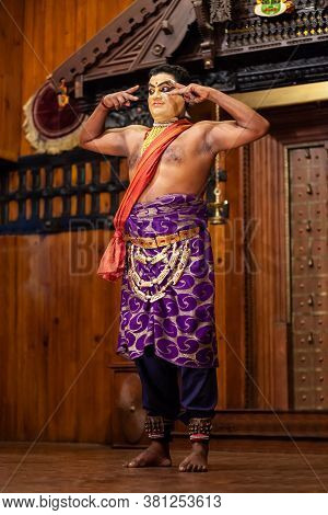 Cochin, India - March 14, 2012: Kathakali Dance Show At Cochin Cultural Centre In India. Kathakali I
