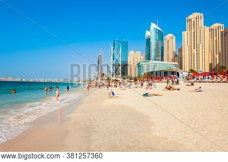 Dubai, Uae - February 25, 2019: Jbr Or Jumeirah Beach Residence Is A Waterfront Community Located In