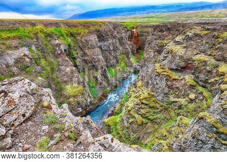 Marvelous View Of  Kolugljufur Canyon And Kolufossar Falls. Kolugljufur Gorge Is Located On River Vi
