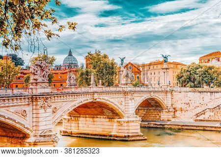 Bridge Vittorio Emanuele Ii(ponte Vittorio Emanuele Ii) Near Vatican. Rome. Italy.