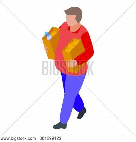 Gluttony Full Food Packets Icon. Isometric Of Gluttony Full Food Packets Vector Icon For Web Design 