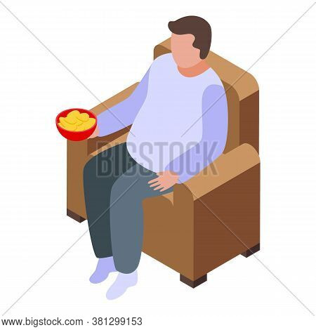 Gluttony Cinema Chips Icon. Isometric Of Gluttony Cinema Chips Vector Icon For Web Design Isolated O