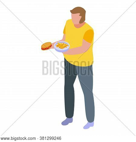 Gluttony Fast Street Food Icon. Isometric Of Gluttony Fast Street Food Vector Icon For Web Design Is