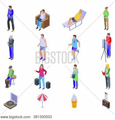 Weekend Icons Set. Isometric Set Of Weekend Vector Icons For Web Design Isolated On White Background