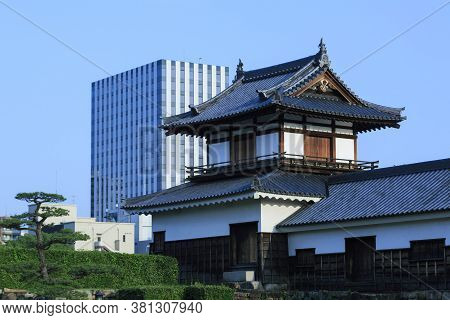 August 5, 2020, Hiroshima, Japan - A View Of The Entrance Of Hiroshima Castle And Blue Sky, In Summe
