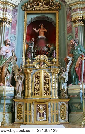 BRDOVEC CROATIA - SEPTEMBER 17, 2012: Main altar in Church of St. Vitus in Brdovec, Croatia