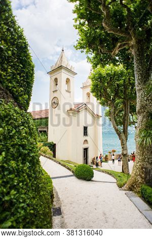 Villa Balbianello. Lake Como. Italy - July 19, 2019: Chapel on Villa del Balbianello. Lake Como. Italy. 