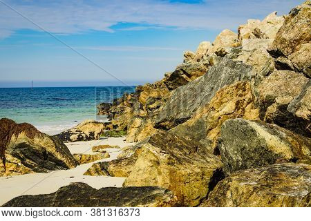Seascape With Stone Breakwater, Bleik Village, Andoya Island, Vesteralen Archipelago.