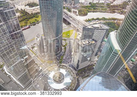 Moscow, Russia – July 23, 2020: Aerial View Of Center Of Moscow From Observation Deck  Federation To