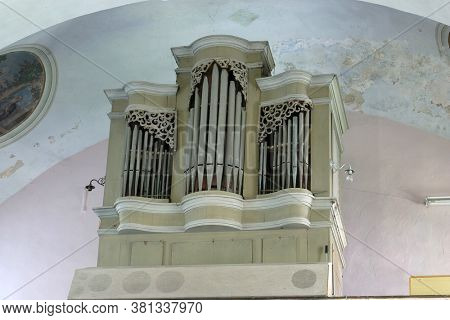 BRDOVEC CROATIA - SEPTEMBER 17, 2012: Organ in St. Vitus Church in Brdovec, Croatia