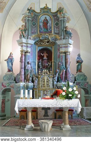 BRDOVEC CROATIA - SEPTEMBER 17, 2012: Main altar in Church of St. Vitus in Brdovec, Croatia