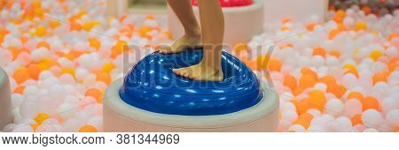 Children Do Improving Massage Of Feet And Develop A Motility Of Fingers Banner, Long Format