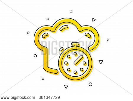 Frying Stopwatch Sign. Cooking Timer Icon. Food Preparation Symbol. Yellow Circles Pattern. Classic 