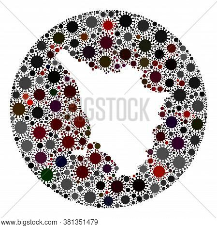 Vector Tuscany Region Map Collage Of Sars Virus. Infection Attacks The Lockdown Territory From Out S