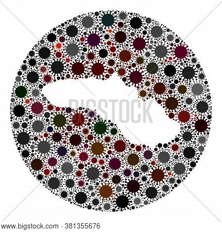 Vector Sumba Island Map Collage Of Sars Virus. Infection Attacks The Lockdown Territory From Externa