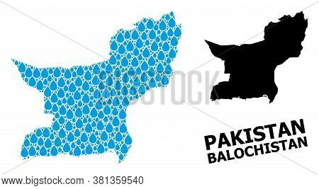 Vector Mosaic And Solid Map Of Balochistan Province. Map Of Balochistan Province Vector Mosaic For P