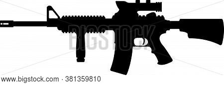 American M16 Military Rifle With Aim, Icon Self Defence Automatic Weapon Concept Simple Black Vector