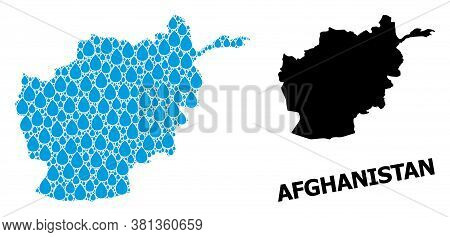 Vector Mosaic And Solid Map Of Afghanistan. Map Of Afghanistan Vector Mosaic For Clean Water Ads. Ma