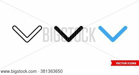 Down Icon Of 3 Types Color, Black And White, Outline. Isolated Vector Sign Symbol.