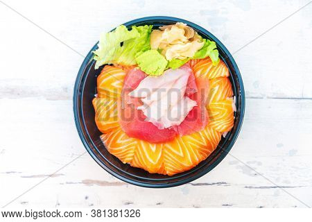 japanese food Mix Sashimi Chirashi Rice Bowl